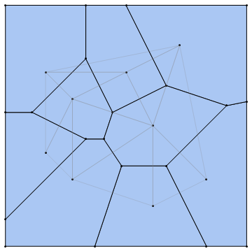 Voronoi diagram with Delaunay triangulation
