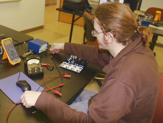 John Smith testing the circuit with the old Hedgehog power supply